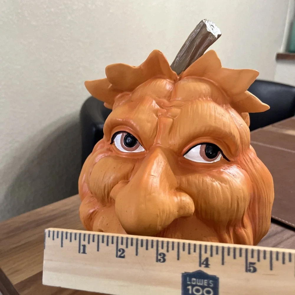 Martha Stewart Ugly Face Anthropomorphic Halloween Pumpkin with Leaves Figurine